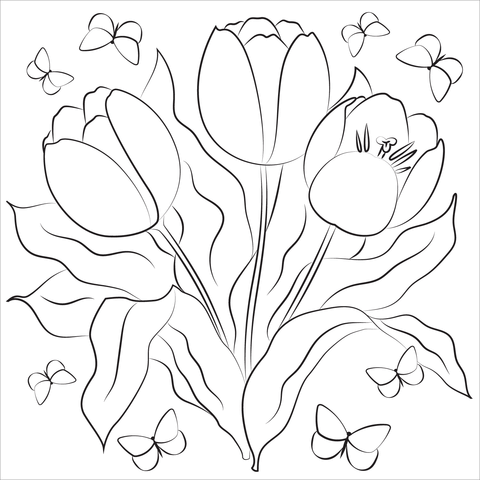 Tulip coloring page free printable coloring pages