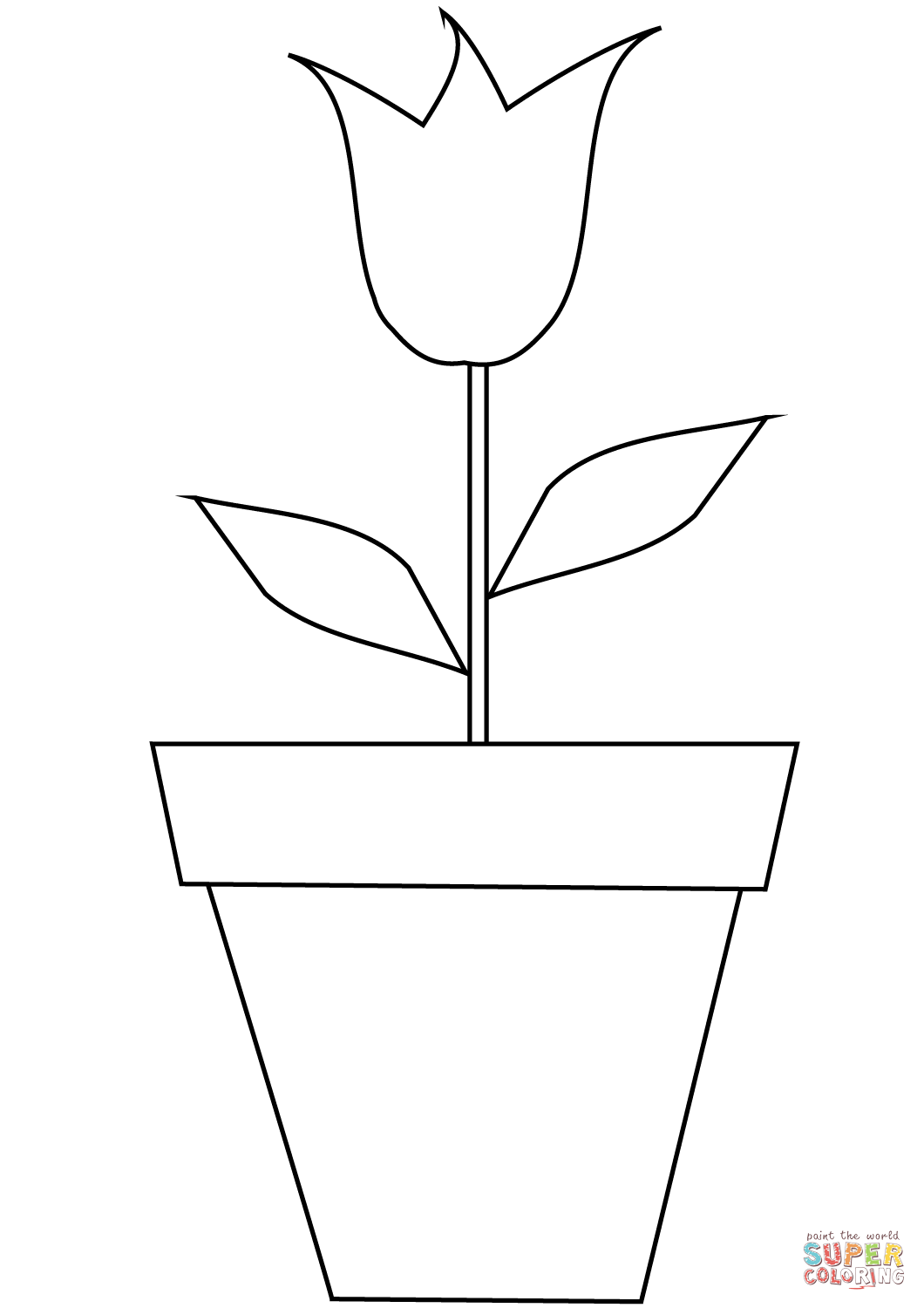 Tulip in a pot super coloring printable flower coloring pages flower coloring pages coloring pages