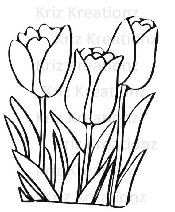 Tulips outline svg cut file