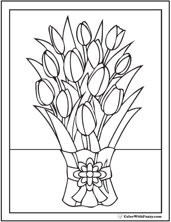 Tulip flower coloring pages pdf printables