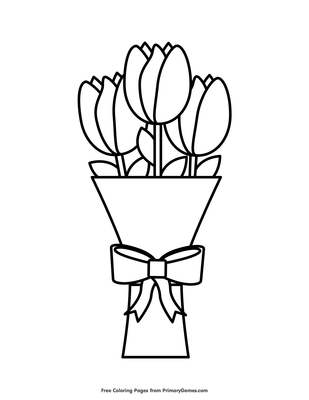 Bouquet of tulips coloring page â free printable pdf from