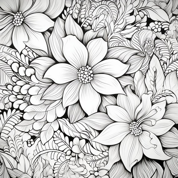 Adult coloring pages floral tulip daisy rose flower mandala
