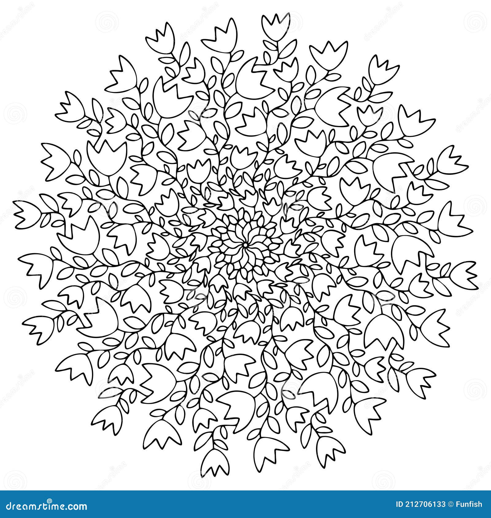 Simple little tulips mandala coloring page for children and adults vector stock vector