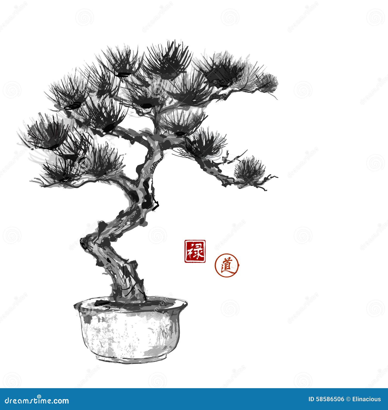 Chinese ink bonsai stock illustrations â chinese ink bonsai stock illustrations vectors clipart