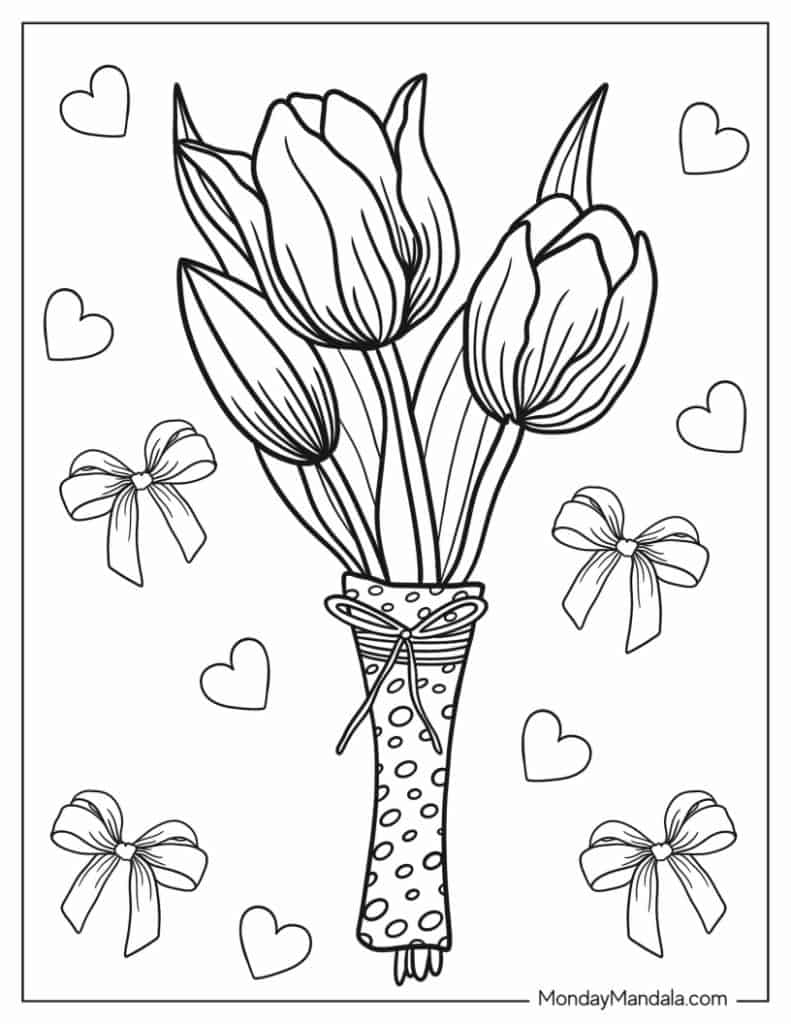 Tulip coloring pages free pdf printables