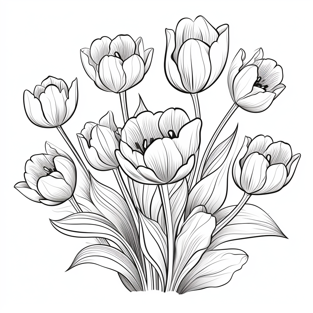 Tulips coloring pages