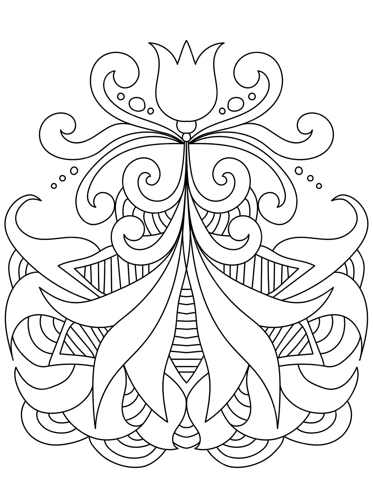 Premium vector abstract coloring page with tulip ornate striped patterns and swirls