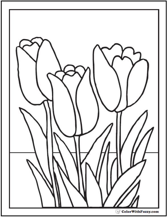 Tulip flower coloring pages pdf printables