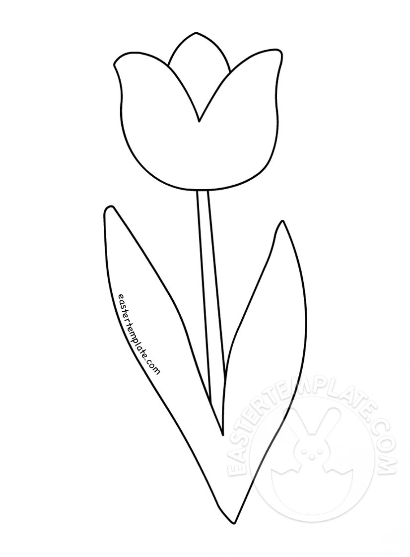 Simple tulip flower coloring page