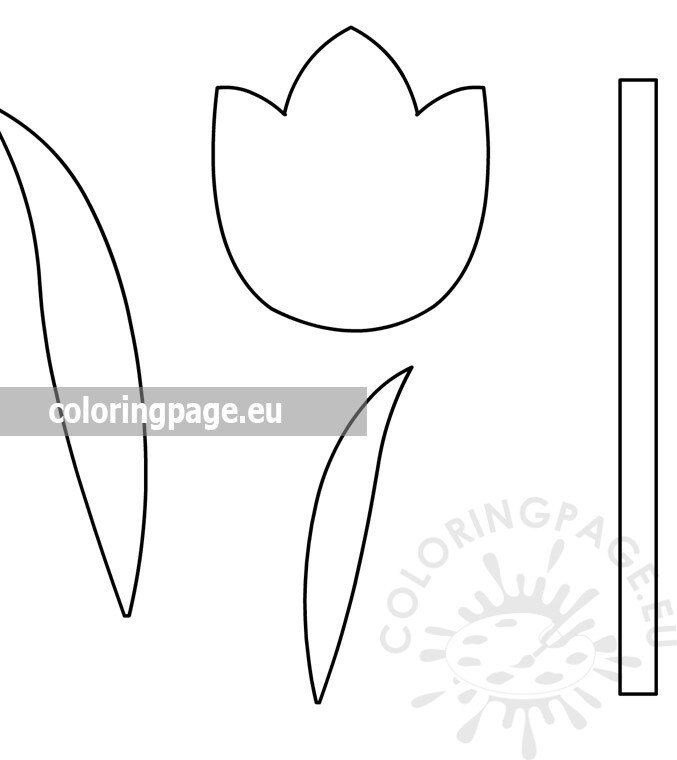 Paper tulip craft template coloring page