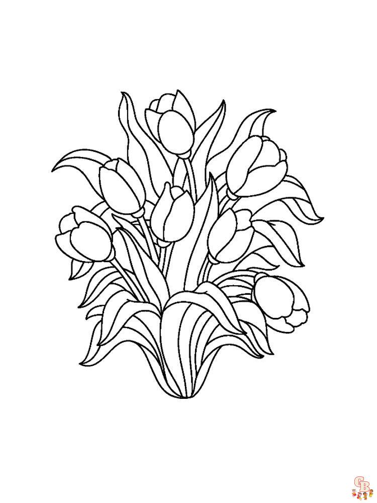 Printable and easy tulip coloring pages for kids