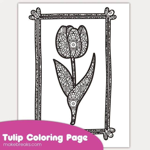 Free printable tulip coloring page