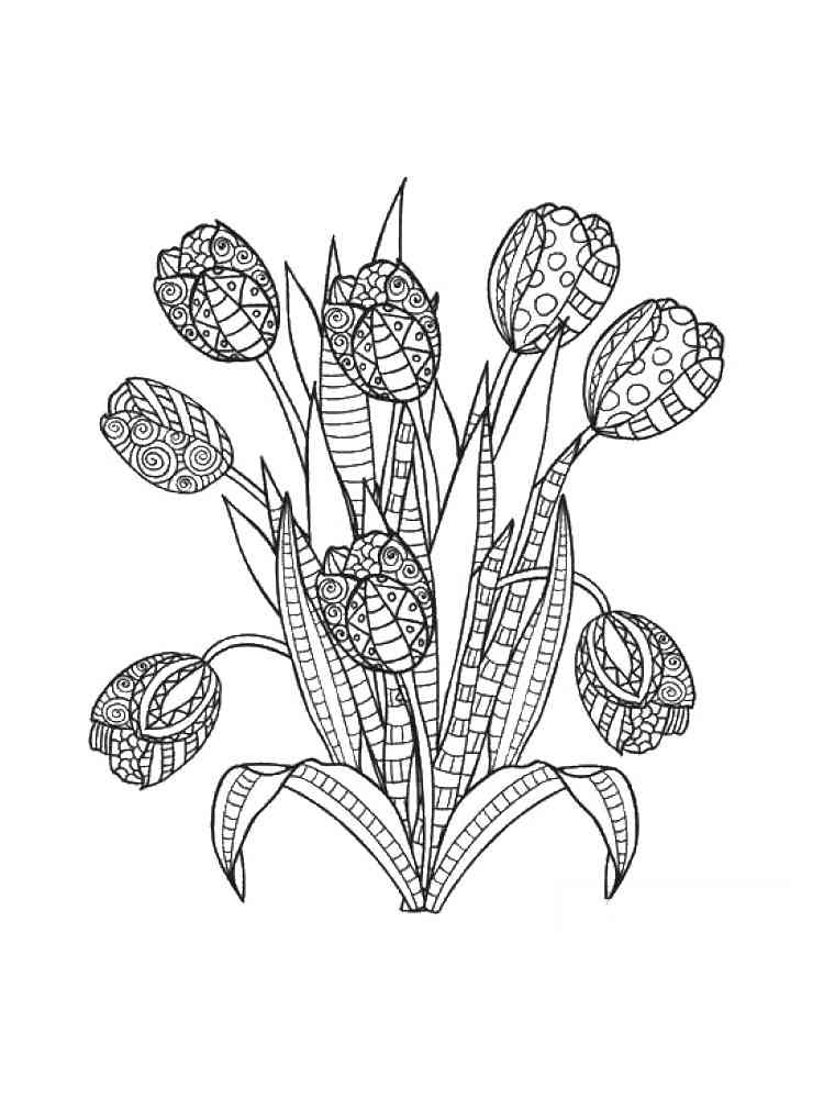 Tulips coloring pages for adults