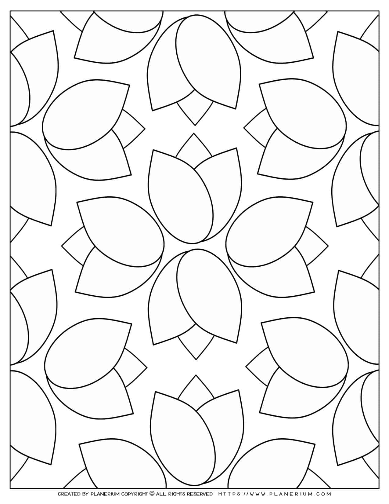 Pattern coloring page tulip flower free printable