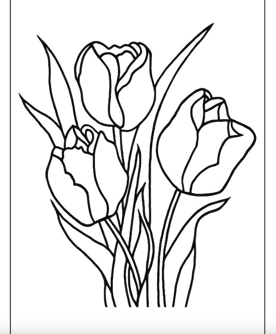 Beautiful spring tulips coloring activity for kids