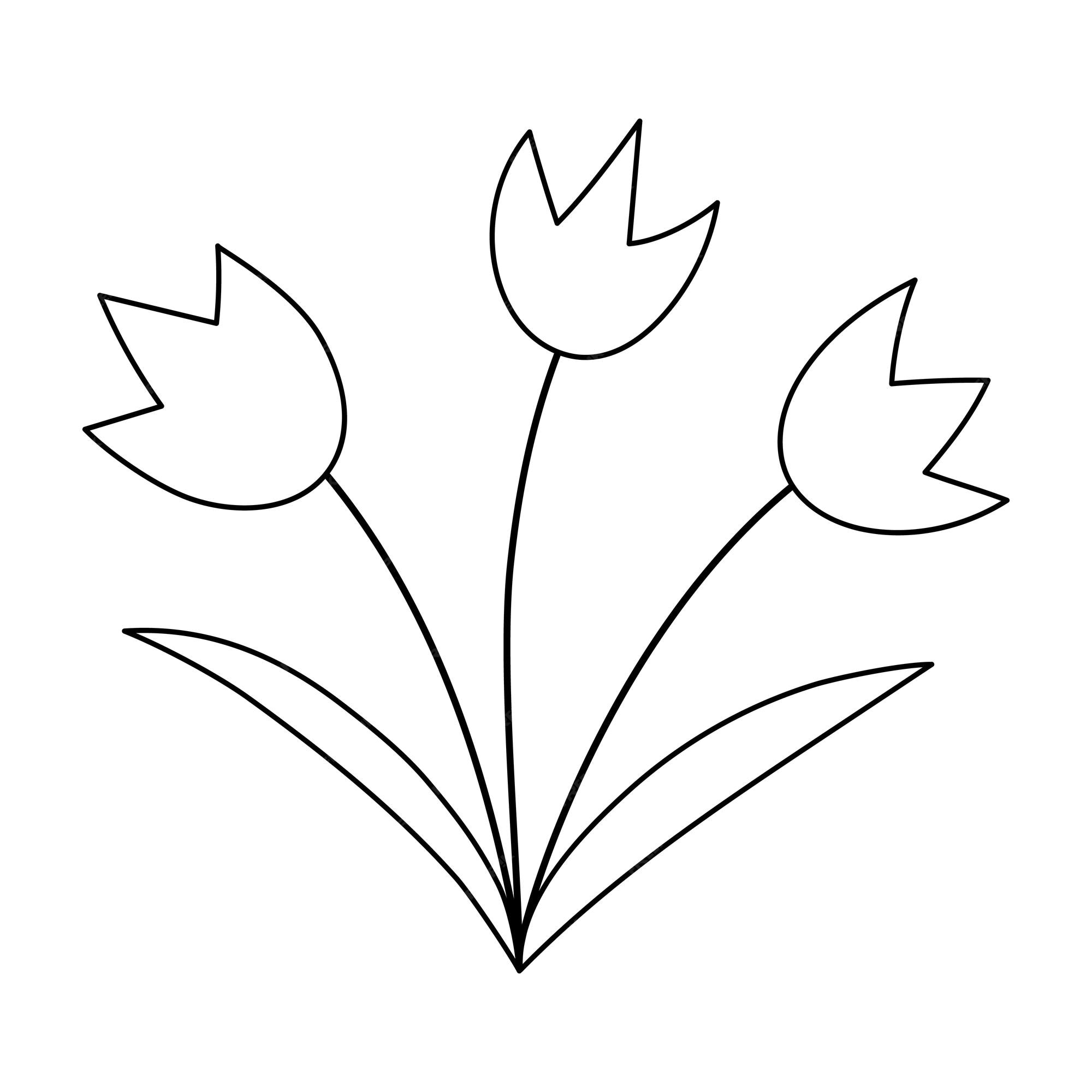 Premium vector vector black and white tulips icon first blooming plants outline illustration or coloring page floral clip art cute spring flowers isolated on white backgroundxa