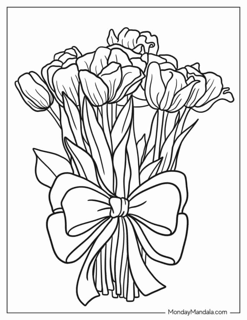 Tulip coloring pages free pdf printables