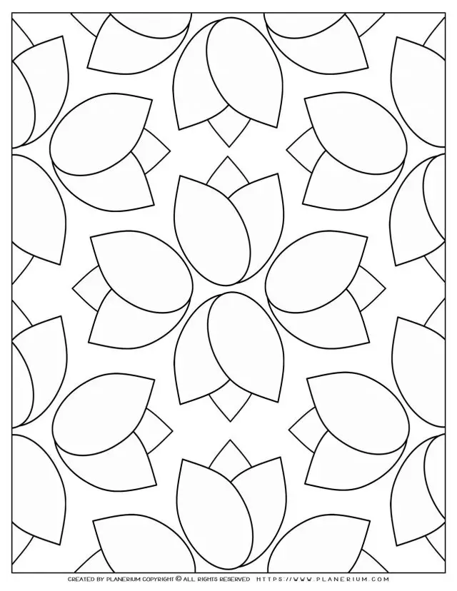 Pattern coloring page tulip flower free printable