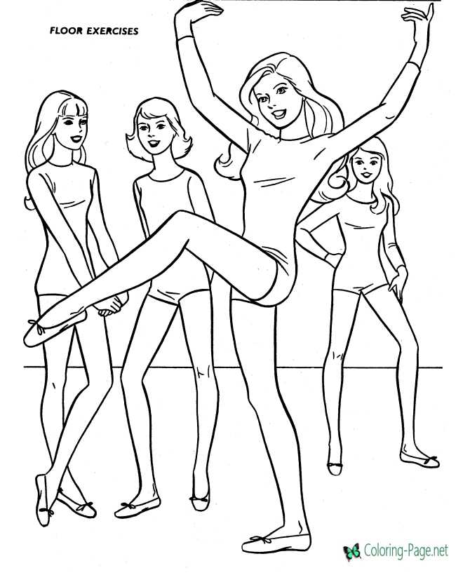 Floor exercises gymnastics coloring page