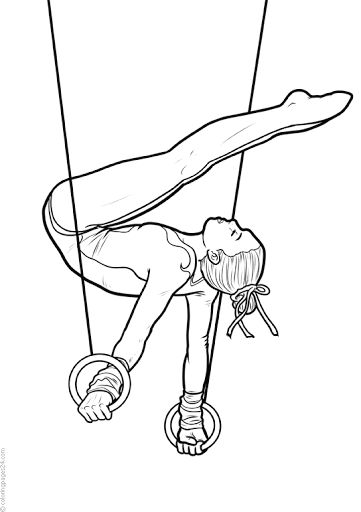 Coloring pages girl doing gymnastic coloring pages