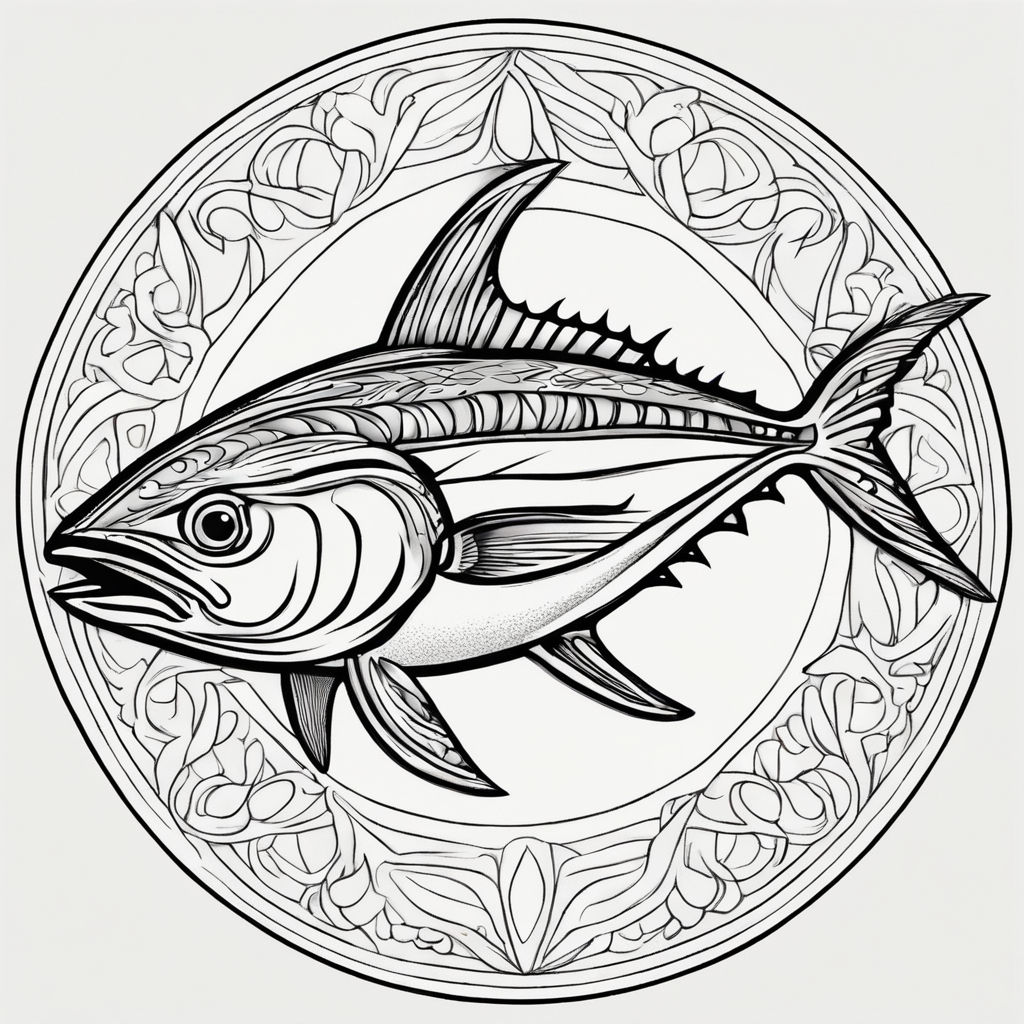 Fish drawing in black and white with a white background