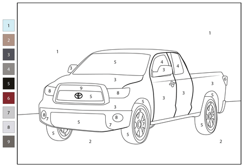 Toyota tundra color by number coloring page free printable coloring pages