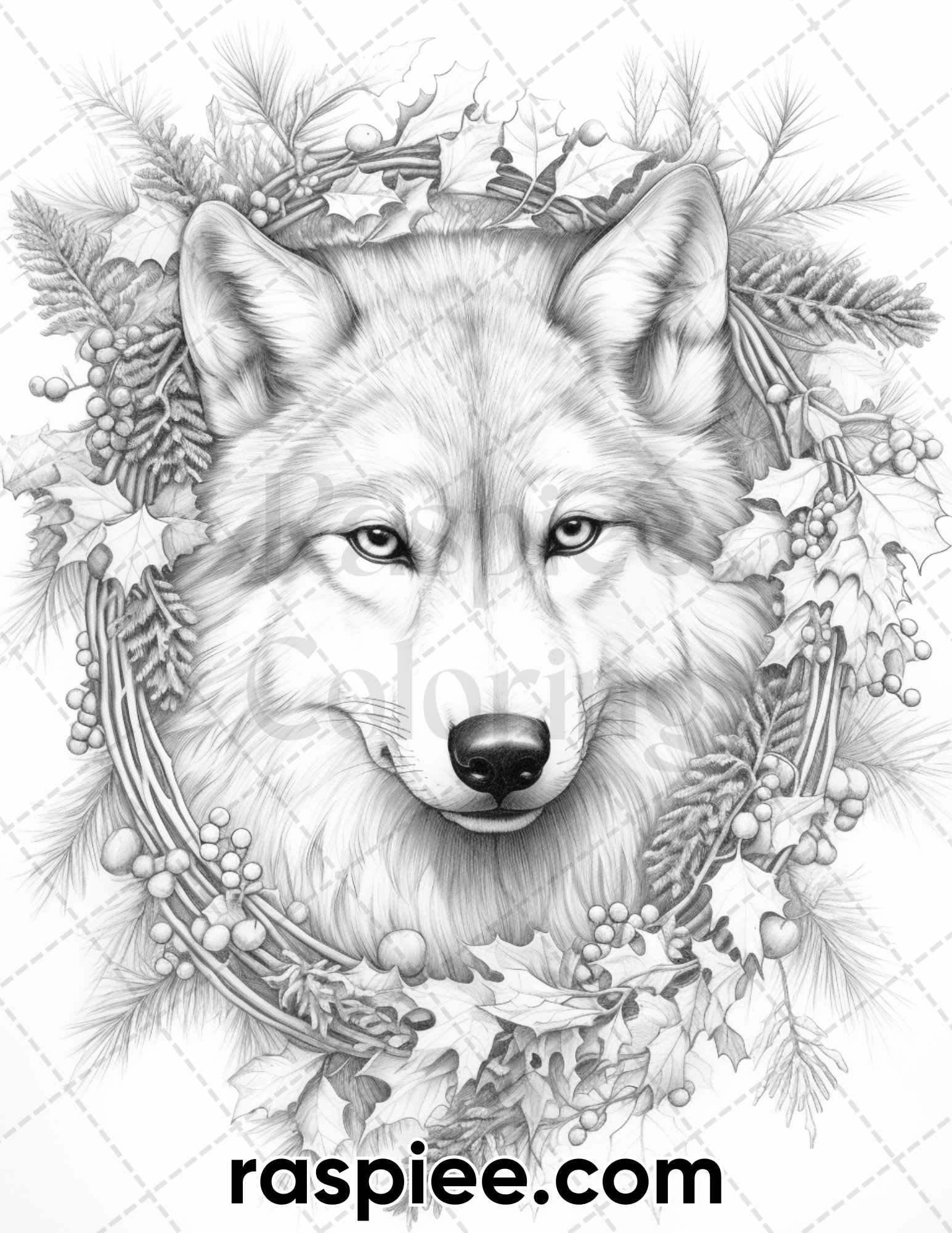 Winter wolf grayscale coloring pages for adults printable pdf inst â coloring