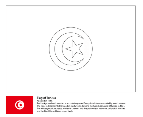 Flag of tunisia coloring page free printable coloring pages