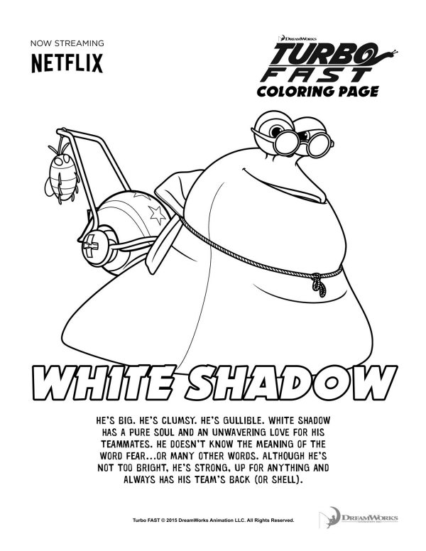 Turbo fast white shadow coloring page