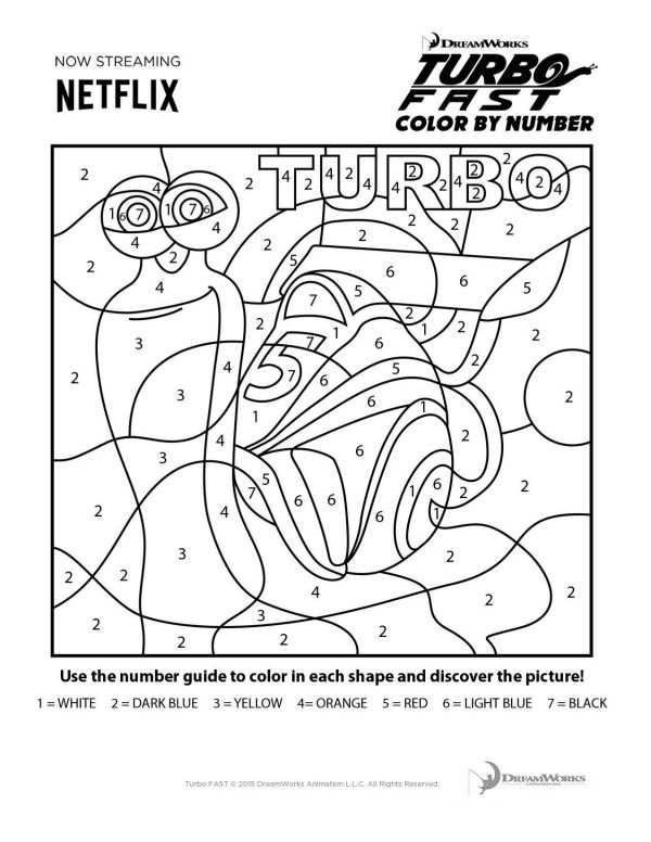 Printable turbo fast color by number mama likes this color cool coloring pages printable coloring pages