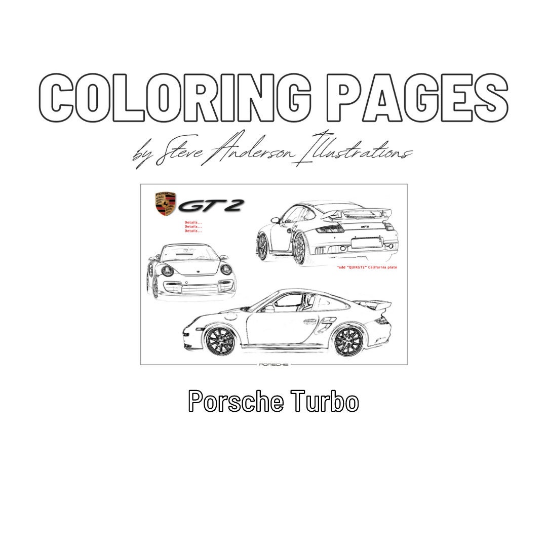 Porsche turbo view coloring page download now