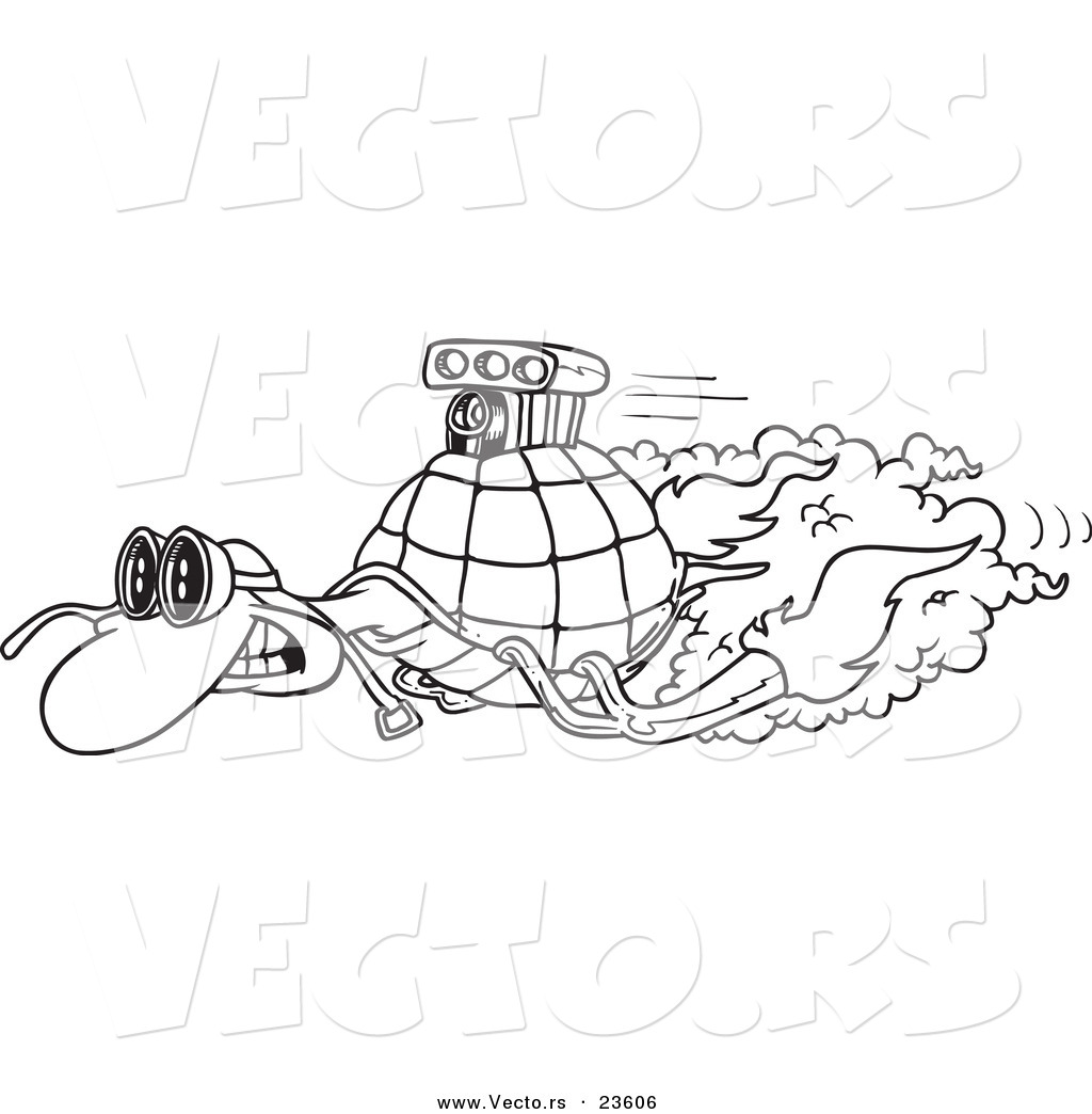 R of a cartoon turbo tortoise