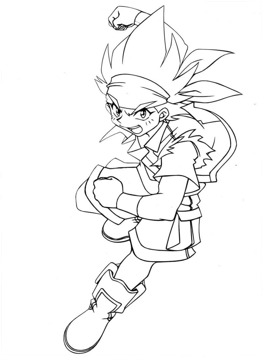 Drawing of a hero attacking from beyblade coloring page