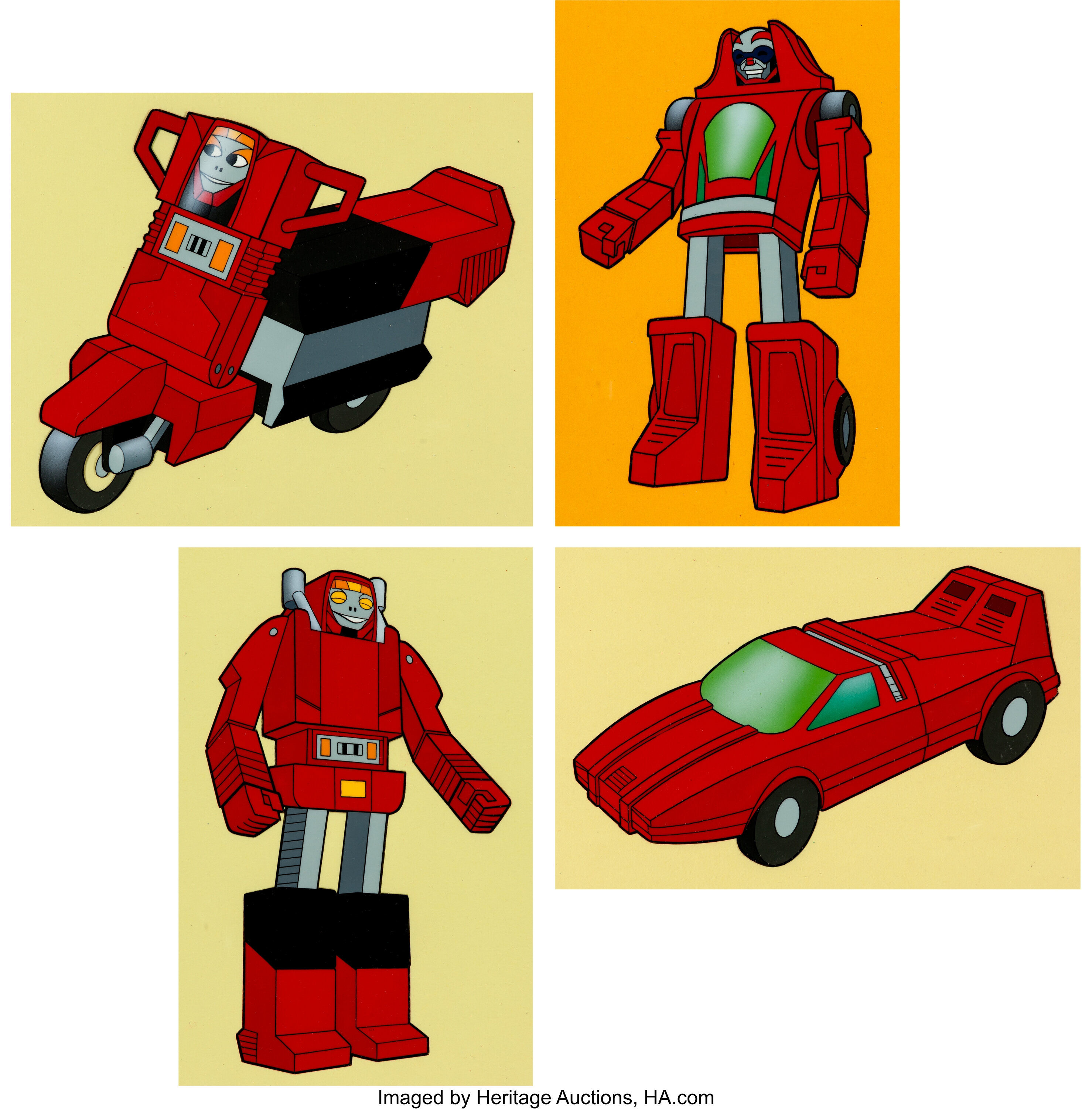 Cllenge of the gobots scooter and turbo color model cels group of lot heritage auctions