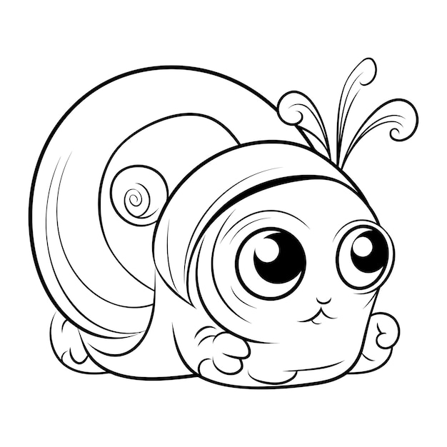 Premium vector cute cartoon snail vector illustration coloring book for children