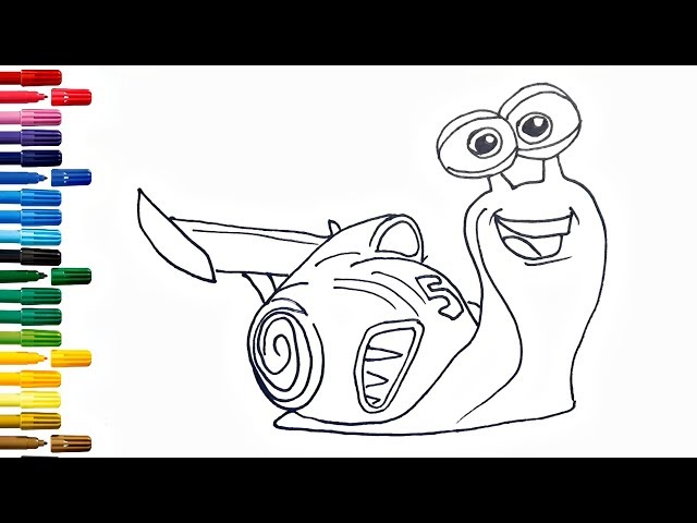 How to draw a snail with a fun shell for kids ððð snail drawing and coloring pages for kids