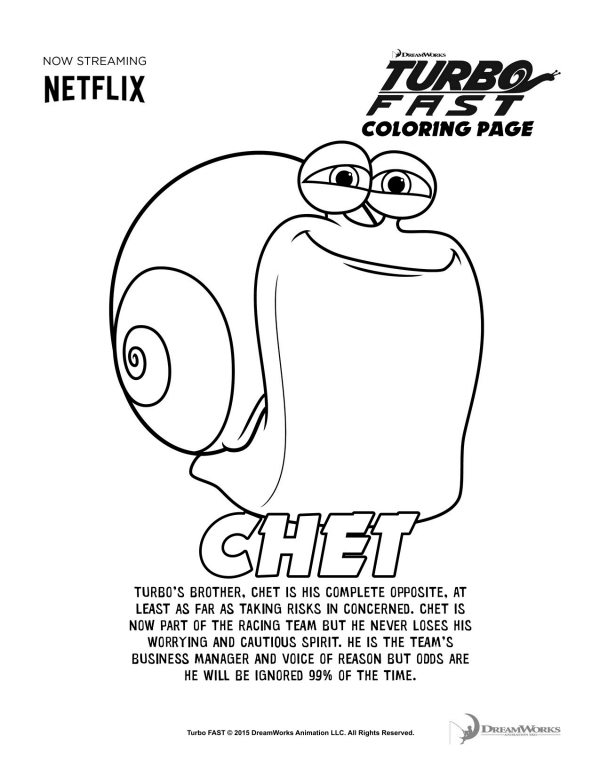 Turbo fast chet coloring page