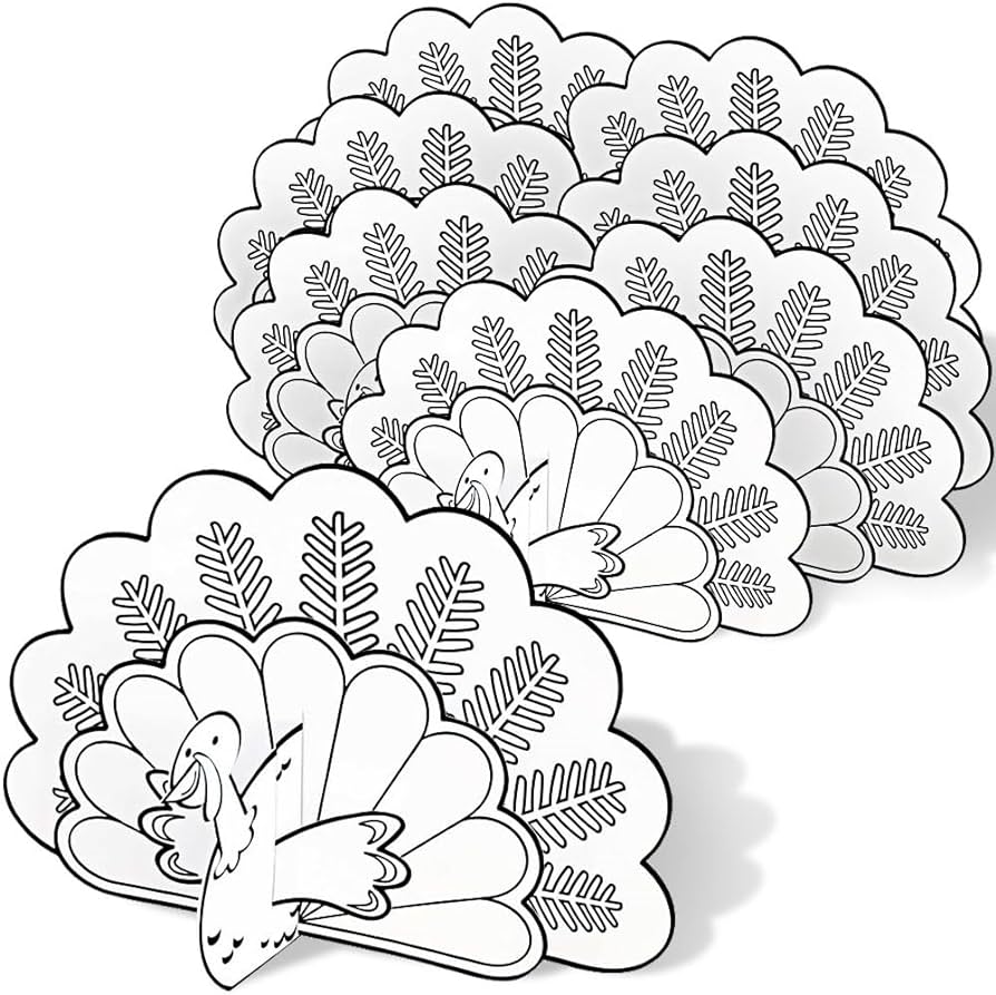 Color your own d turkey decoration set