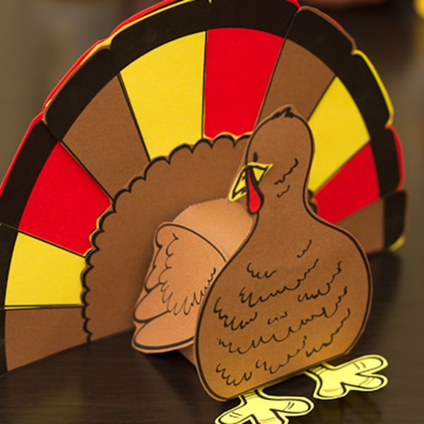 Thanksgiving d turkey cutout downloadable art project for kids