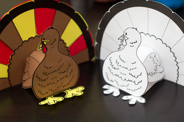 Thanksgiving d turkey cutout downloadable art project for kids
