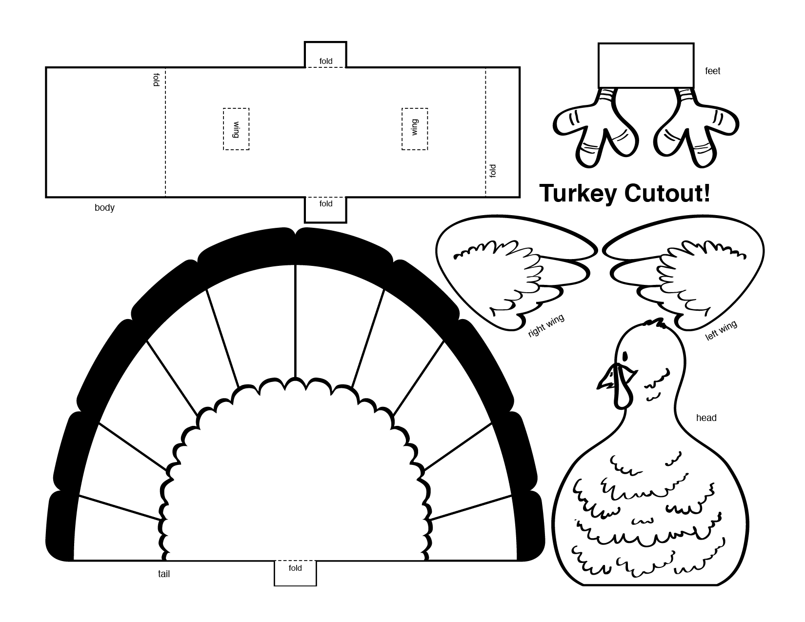 Thanksgiving d turkey cutout downloadable art project for kids
