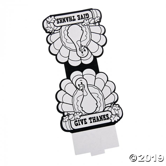 D color your own fuzzy give thanks turkey stand