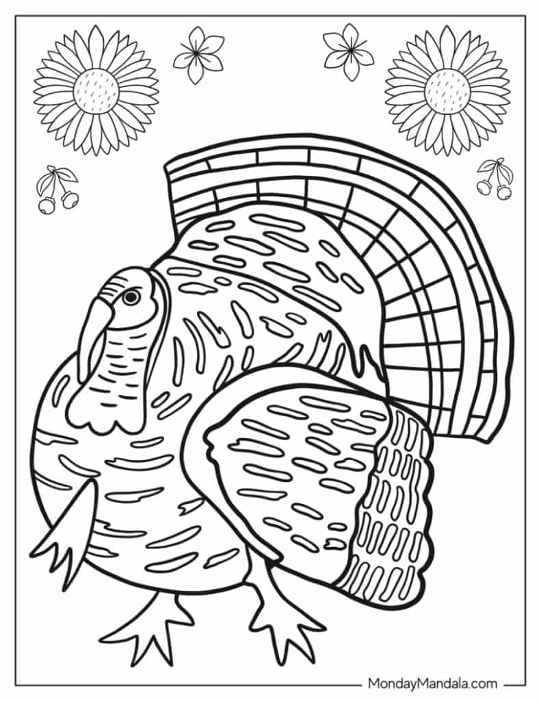 Turkey coloring pages free pdf printables