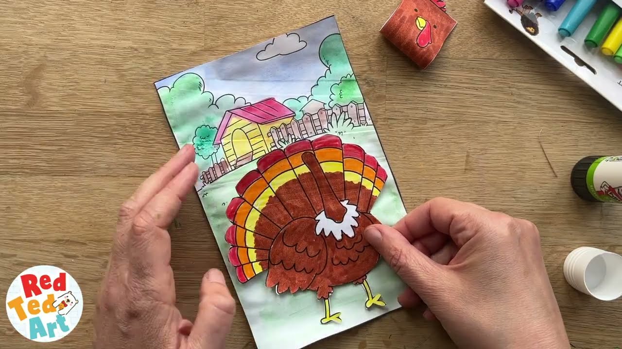 D turkey craft coloring page