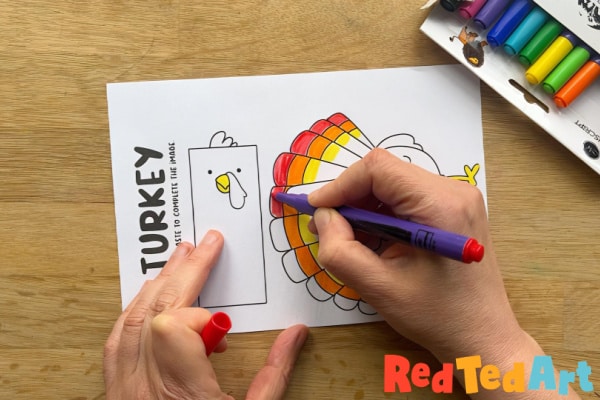 D turkey coloring page for preschoolers