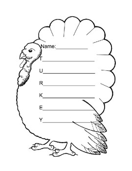 Turkey acrostic poem by seth rosenberger tpt