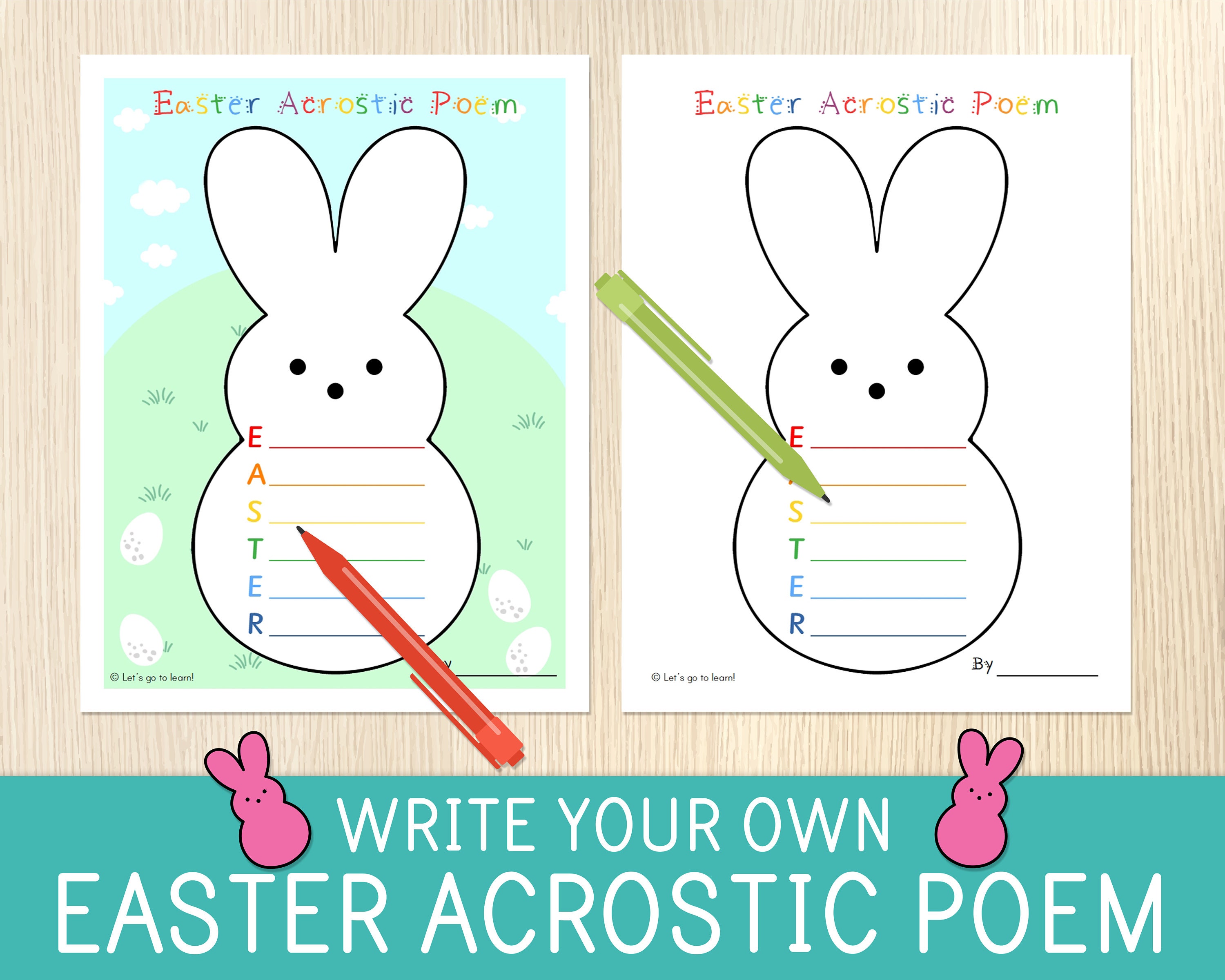 Easter acrostic poem writing activity for kids easter poem elementary students holiday worksheets writing practice literacy centers