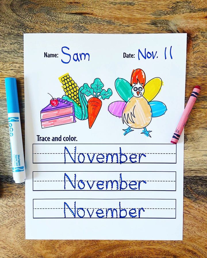 Free november worksheets for preschool â the hollydog blog