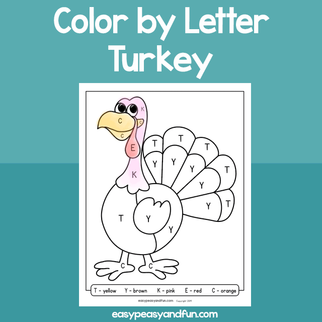Turkey color by letter â easy peasy and fun hip