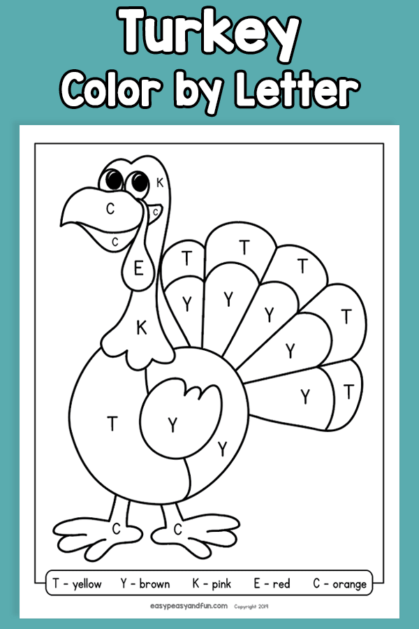 Turkey color by letter â easy peasy and fun hip